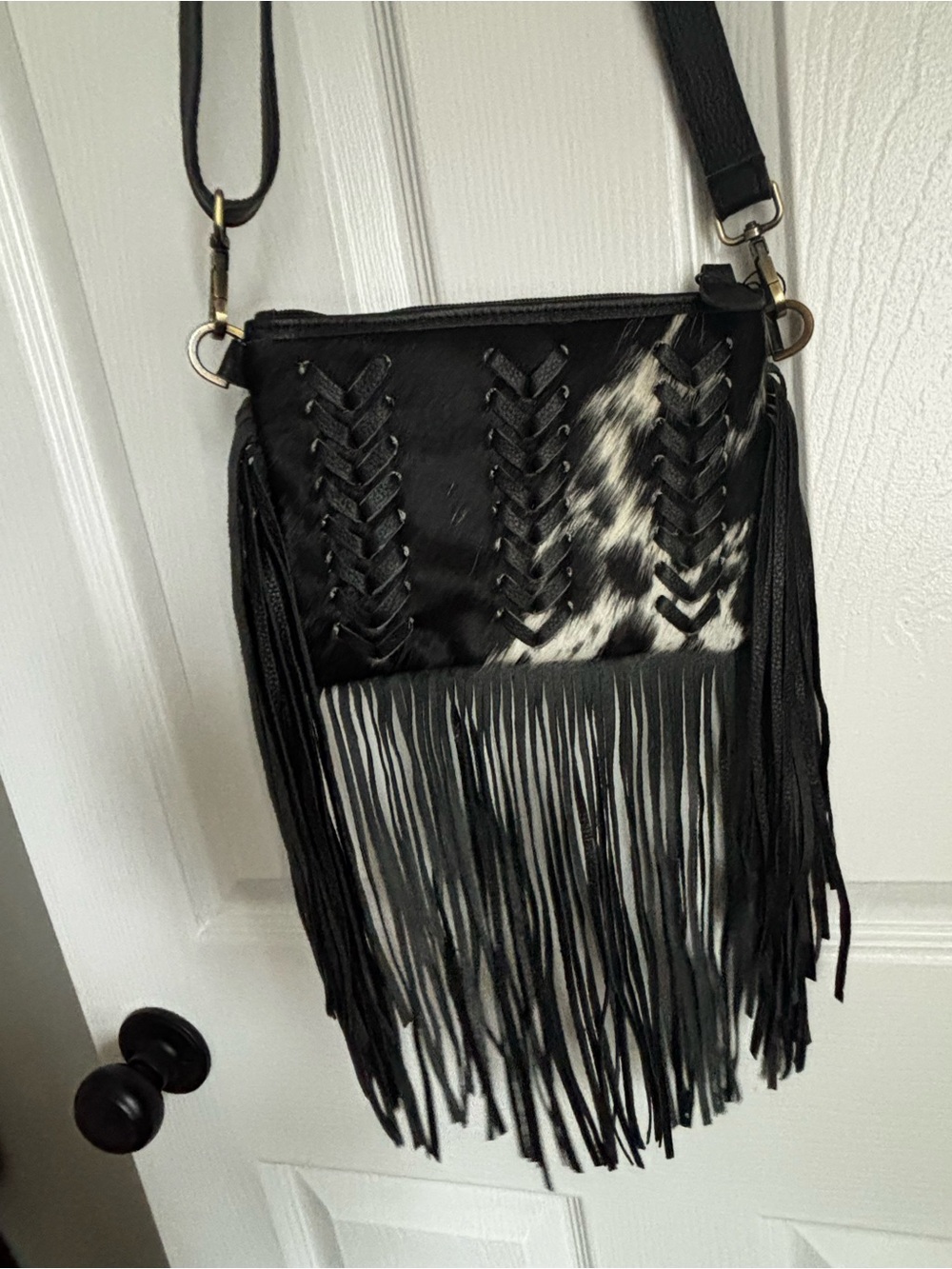 Brand New Western Linens Turquoise
Fringe and Cowhide Crossbody